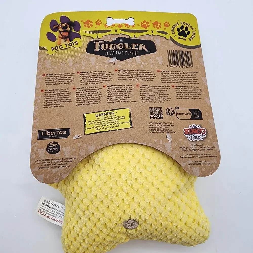Yellow Fuggler Funny Ugly Monster Dog Toy Plush Pet Friendly Stitched Eyes - Picture 2 of 7